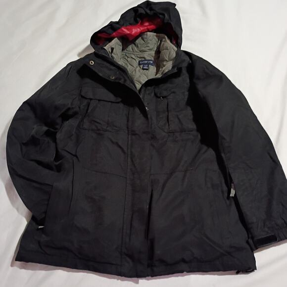Lands' End 3-in-1 Women's s (6/8) Winter Jacket (Squall?) Hidden Hood Black - Picture 1 of 16
